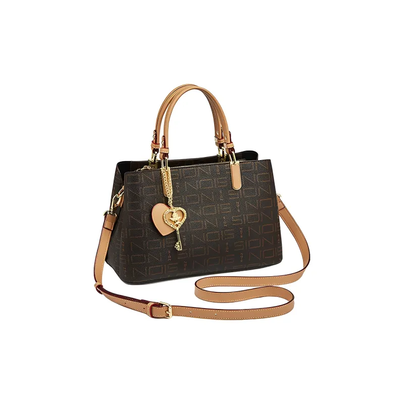 FOXER PVCPU Tote Bag, Shopping Bag, One Shoulder Crossbody Bag, Handbag Regular Women's Coffee-4