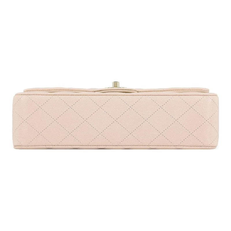 CHANEL Classic Flap CF Grain Calfskin Handbag, Crossbody Bag Women's Ivory-3