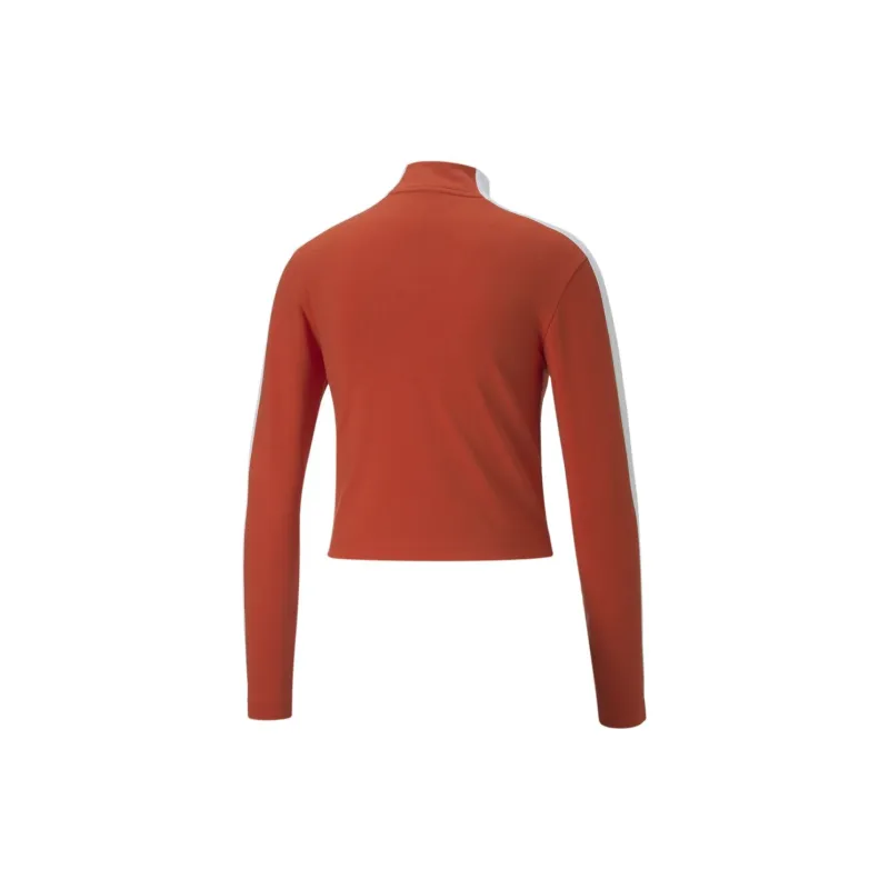 PUMA T7 Cropped Slim Longsleeve Tee T-Shirt Women's Red-1