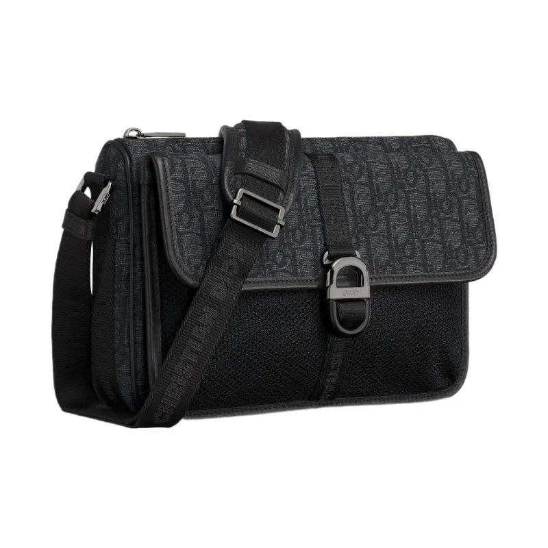 DIOR Oblique Print Shoulder Bag Crossbody Bag Regular Men's Black-1