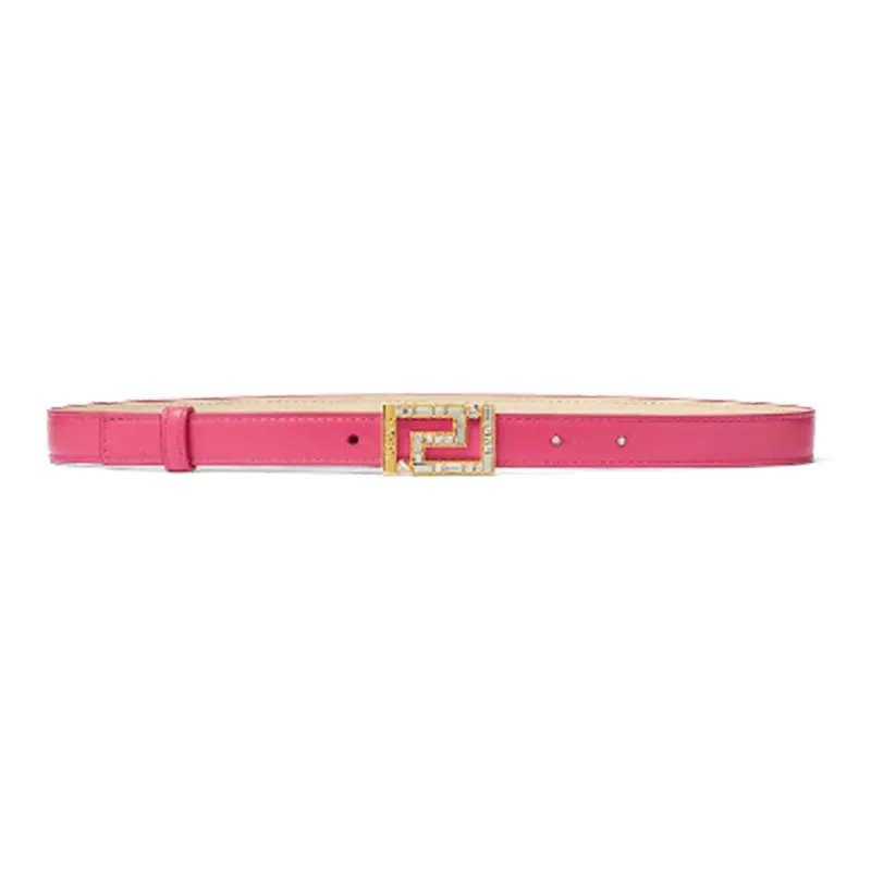 VERSACE Ornamental With A Touch Of Smooth Buckle Leather Belts Women's Pink Width: 2cm-0