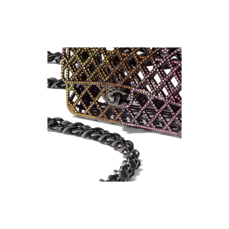 CHANEL Rhinestone Evening Bag, Crossbody Bag, Shoulder Bag Regular Women's Black & Multicolor-3
