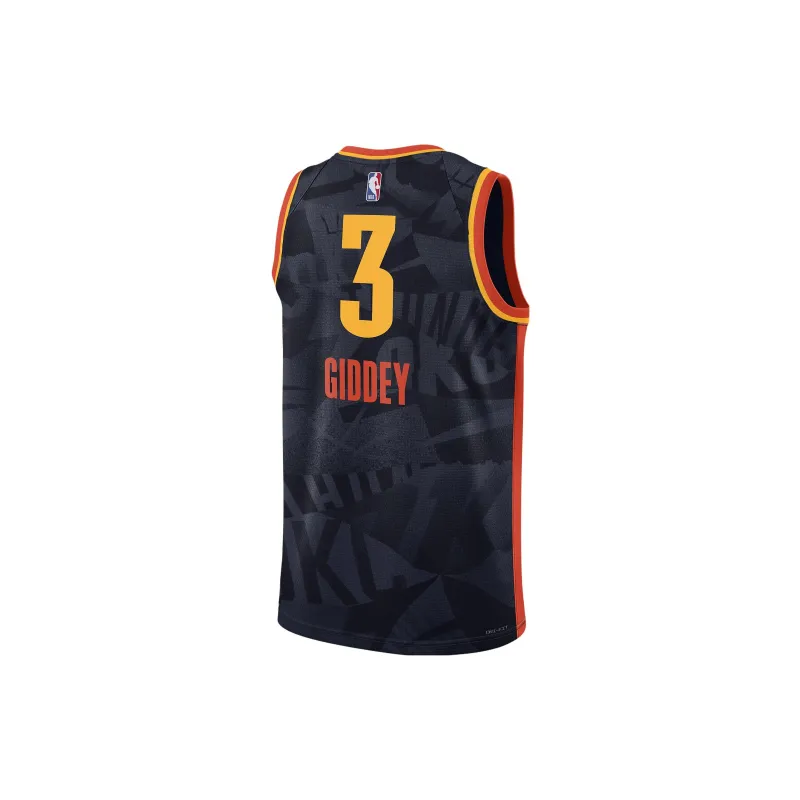 Nike Basketball Jerseys SW Fan Edition 2023/24 Season Oklahoma Thunder Josh Giddey No. 3 Size Men's Black-1
