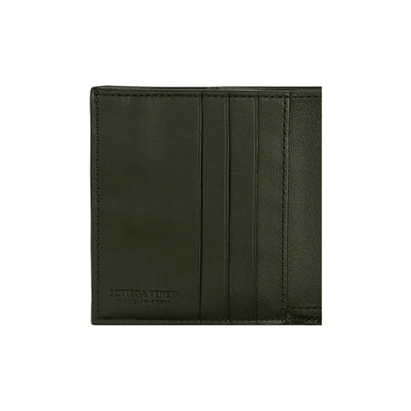 Bottega Veneta Cow Leather Card Holder, Wallet Small Size Men's Dark Green-4