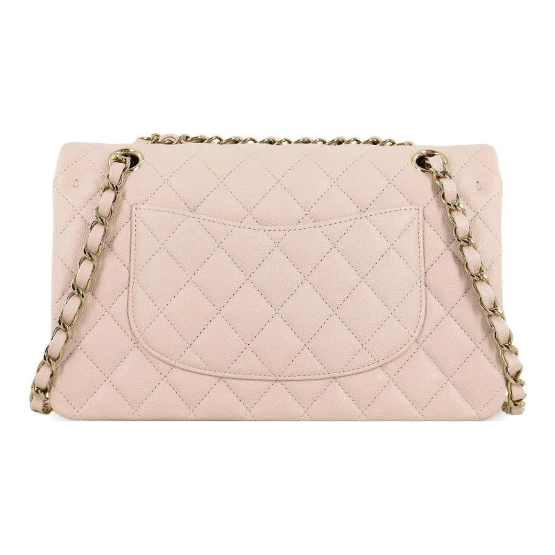 CHANEL Classic Flap CF Grain Calfskin Handbag, Crossbody Bag Women's Ivory-2