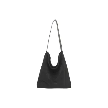 NOMK PU With Suede Tote Shoulder Bag Medium Size Women's Black/Olive/Brown