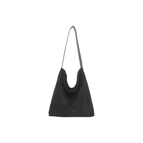NOMK PU With Suede Tote Shoulder Bag Medium Size Women's Black/Olive/Brown