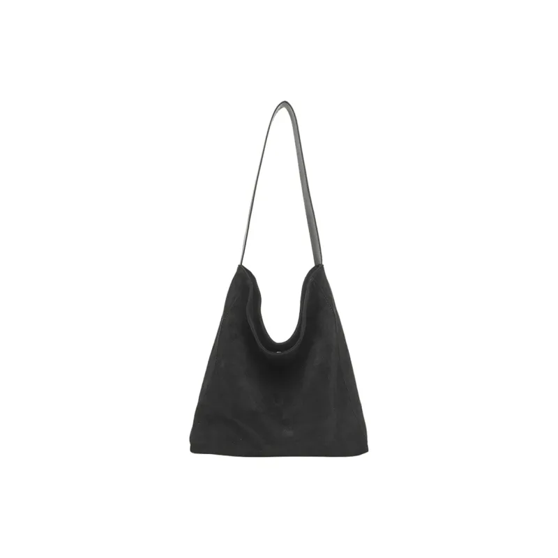 NOMK PU With Suede Tote Shoulder Bag Medium Size Women's Black/Olive/Brown-0