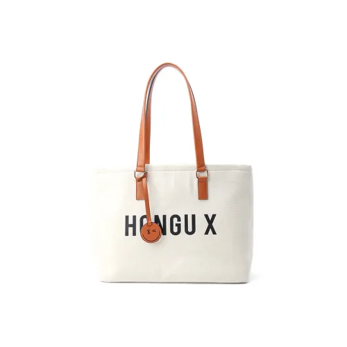 HONGU Fabric Shopping Bag Laptop Bag Tote Bag Handbag Shoulder Bag Regular Women's Ecru/Jasper/Pitch Black