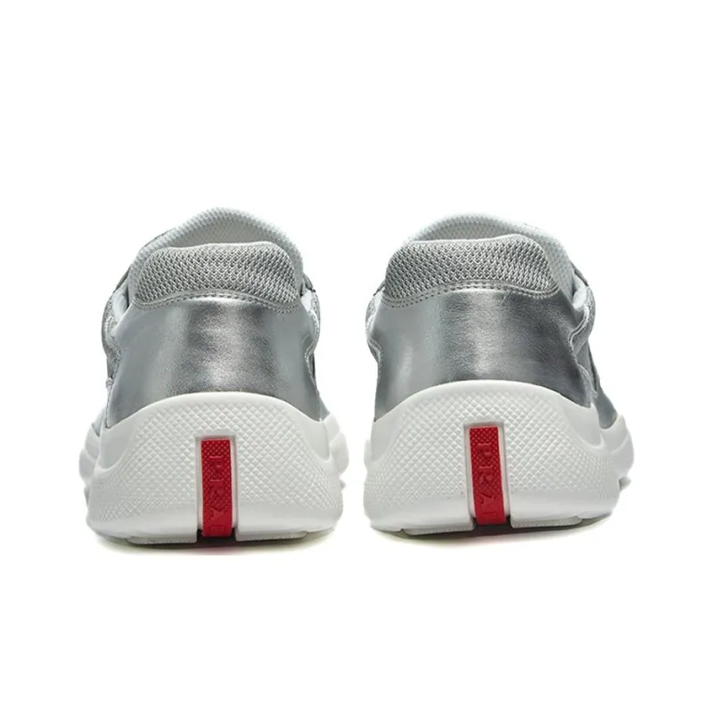 PRADA America's Cup Anti-Slip Wear-Resistant Low-Top Casual Shoes Men's Silver-3