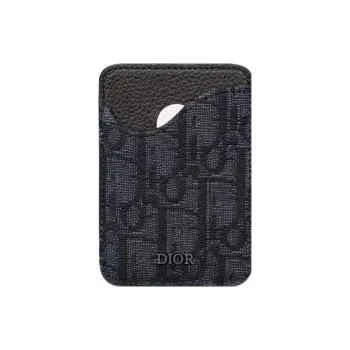 DIOR Grain Cow Leather Card Holder Men's Black