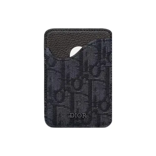 DIOR Grain Cow Leather Card Holder Men's Black