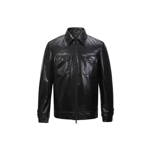 DAVID NAMAN Leather Jackets Men Black