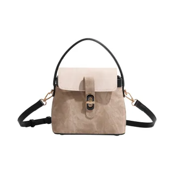 NOMK PU Box Bag One Shoulder Handbag Regular Women's Beige