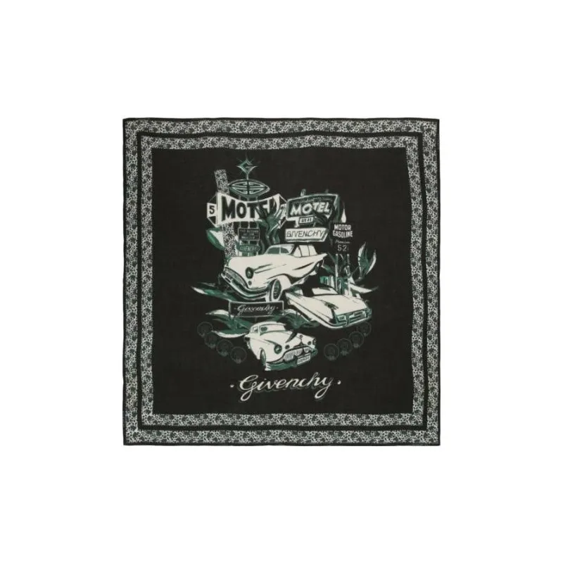 Givenchy Motel Logo Print Silk Scarf-0