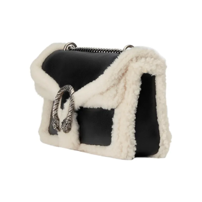 GUCCI Dionysus Smooth Finish Leather Patchwork Shearling Crossbody Bag, Shoulder Bag Women's-1