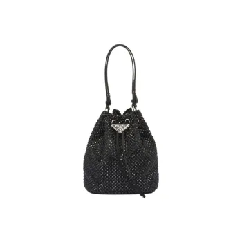PRADA Fabric Bucket Bags Shoulder Bag Crossbody Bag Handbag Mini Women's Black