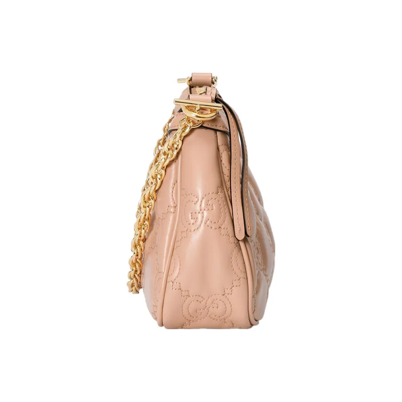 GUCCI GG Matelassé Leather Pochette, Shoulder Bag, Handbag, Shoulder Bag Women's Rose Beige-3