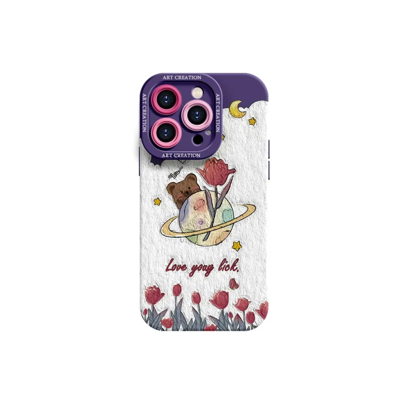 Lingtao Cute Style Phone Cases Apple 15promax/iPhone14plus/13pro/12/11 Eye Planet Tulip-8