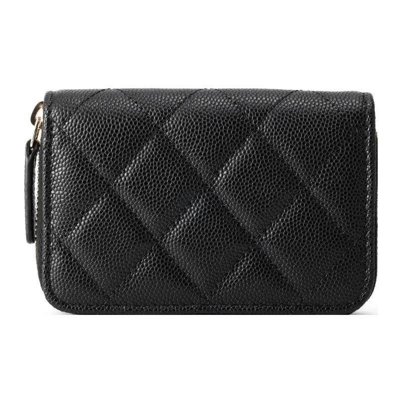 CHANEL Grain Embossed Caviar Calfskin Card Holder, Wallet Women's Black-2