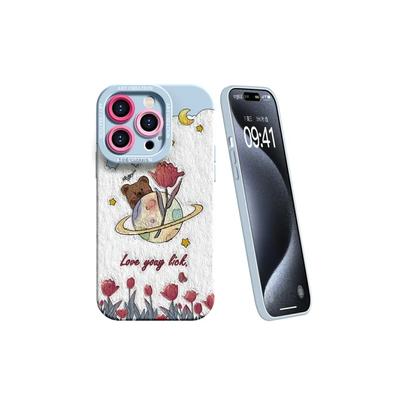 Lingtao Cute Style Phone Cases Apple 15promax/iPhone14plus/13pro/12/11 Eye Planet Tulip-15