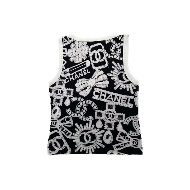 CHANEL 23 Fall Winter Tank Top Women's Black-1