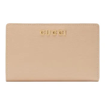 GUCCI Leather Wallet Regular Women's Light Beige