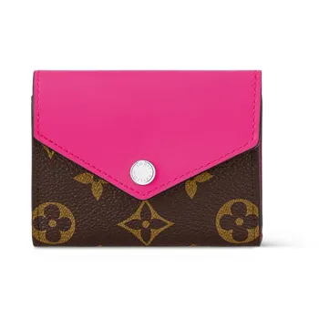 LOUIS VUITTON Canvas Cow Leather Patchwork Wallet Regular Women's Brown & Pink