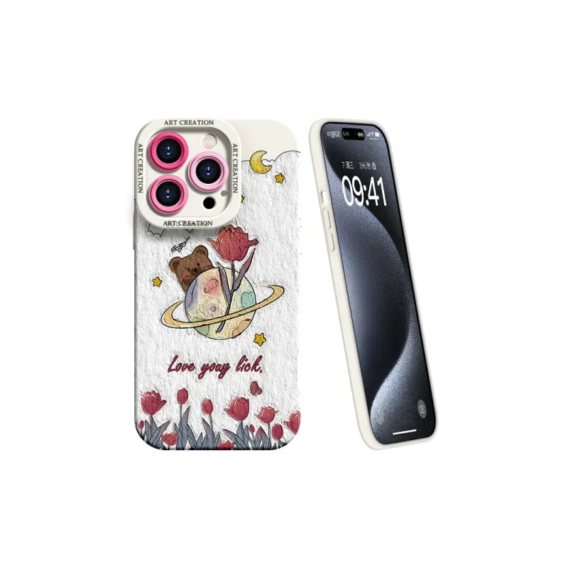 Lingtao Cute Style Phone Cases Apple 15promax/iPhone14plus/13pro/12/11 Eye Planet Tulip-5