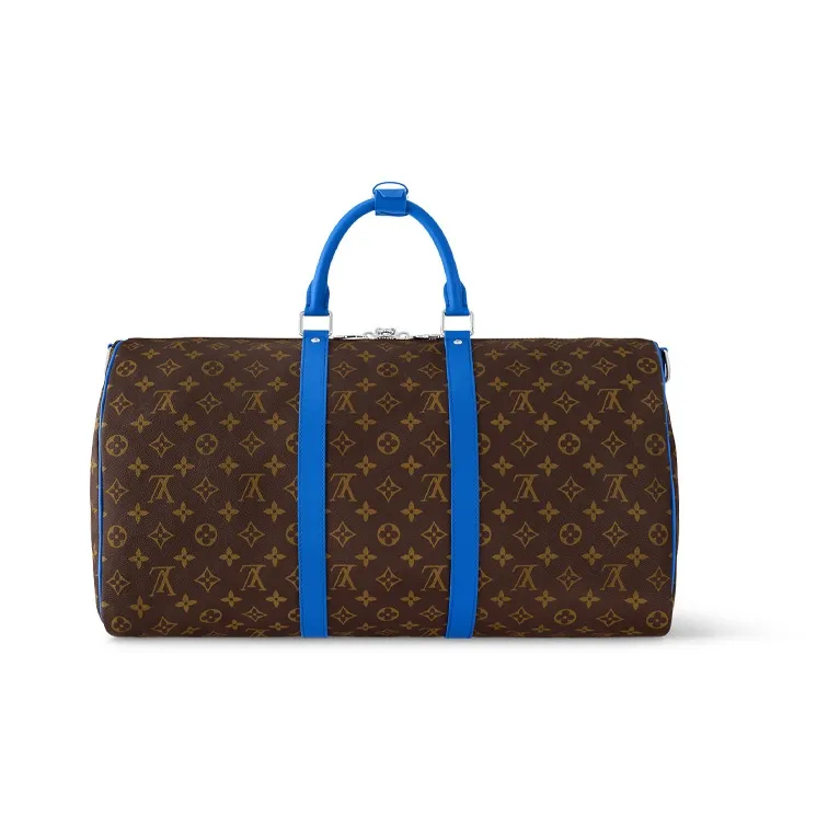LOUIS VUITTON Keepall Travel Bags Blue & Brown-2