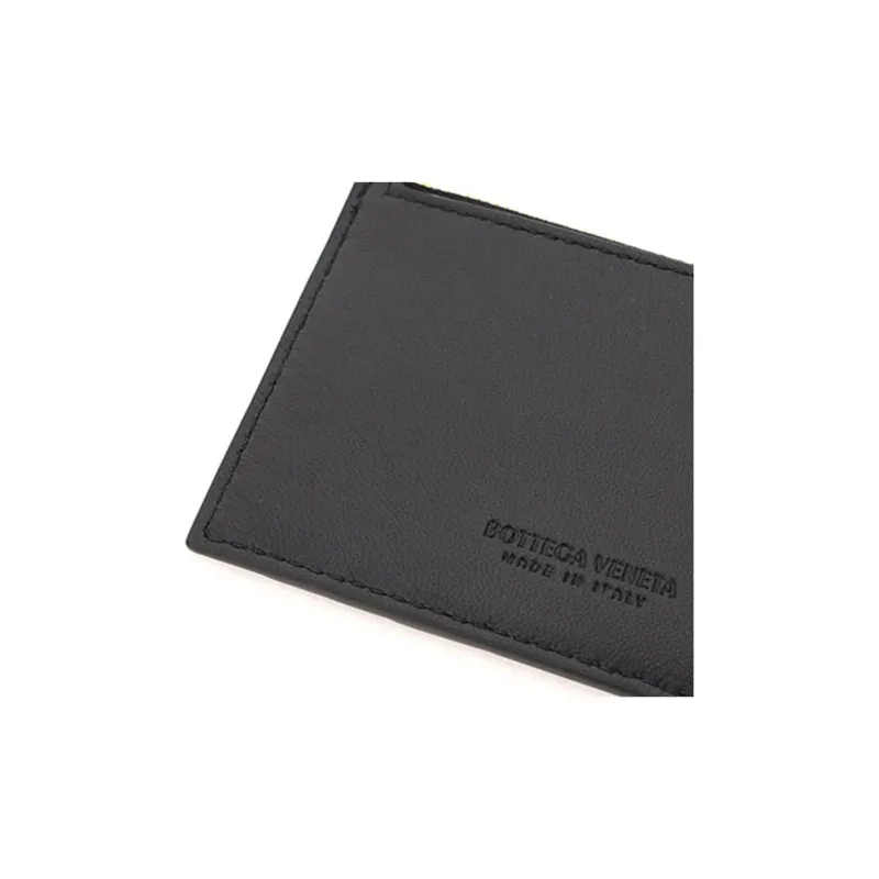 Bottega Veneta Leather Card Holder Coin Purse Women's Black-5