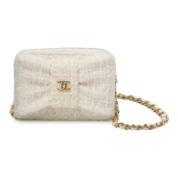 CHANEL Wool Shoulder Bag, Crossbody Bag Women's White
