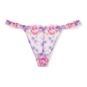 VICTORIA'S SECRET Underpants Women's 1 Pack Purple Floral Embroidery