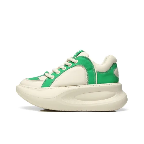 15 MINS Chunky Sneakers Men Low-Top Off White/Green