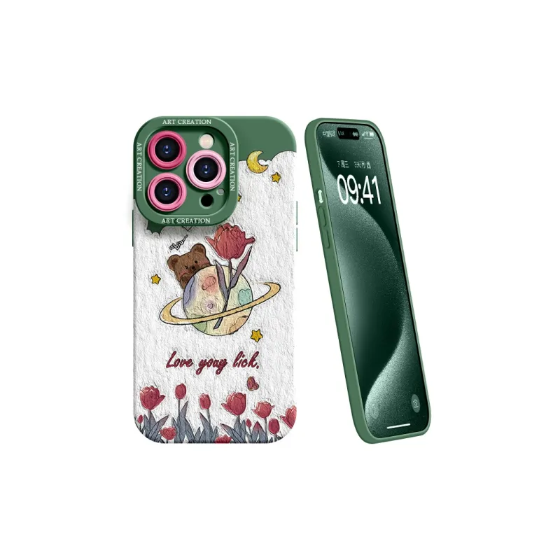 Lingtao Cute Style Phone Cases Apple 15promax/iPhone14plus/13pro/12/11 Eye Planet Tulip-11