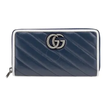 GUCCI GG Marmont Leather Wallet Women's Blue