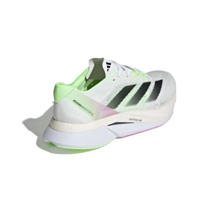 Adidas Adizero Boston 12 Cloud White Core Black Green Spark-3