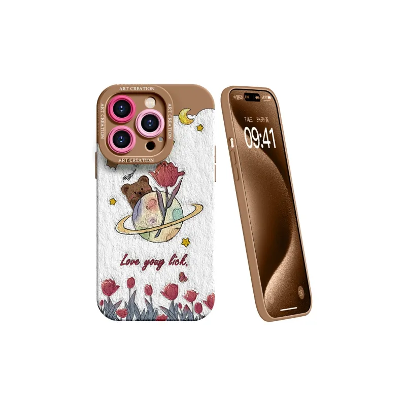 Lingtao Cute Style Phone Cases Apple 15promax/iPhone14plus/13pro/12/11 Eye Planet Tulip-23