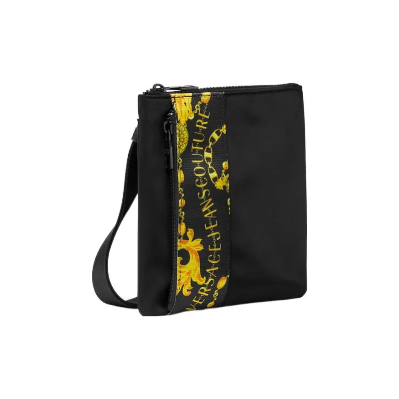 VERSACE JEANS COUTURE Polyamide Small Square Bag Shoulder Bag, Crossbody Bag Men's Black & Gold-1