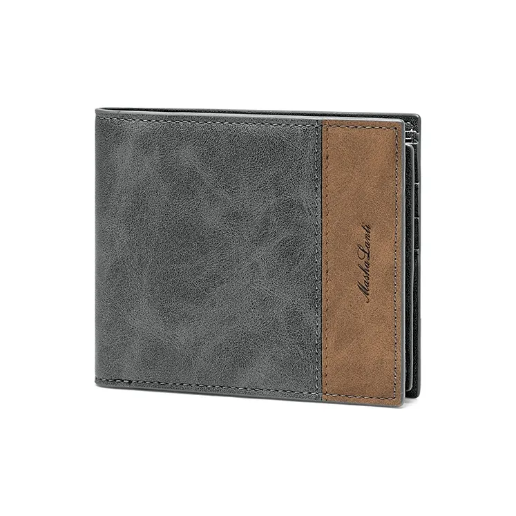MashaLanti Synthetic Leather Coin Purse Card Holder Wallet Regular Men's Gray With Coffee/Coffee With Gray-2
