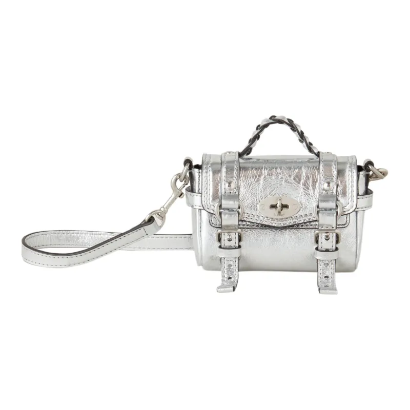Mulberry Leather Shoulder Bag Crossbody Bag Handbag Extra Mini Women's Silver-0