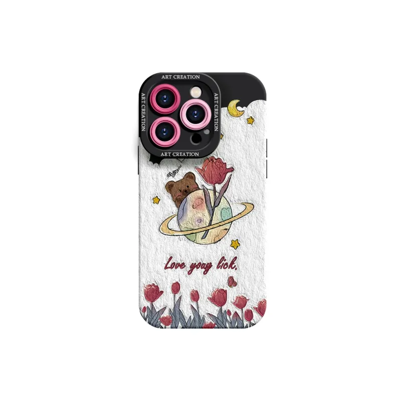 Lingtao Cute Style Phone Cases Apple 15promax/iPhone14plus/13pro/12/11 Eye Planet Tulip-2