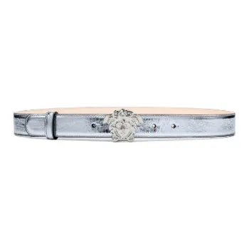 VERSACE Medusa Logo Detail Smooth Buckle Leather Belts Women's Light Blue Width: 3cm