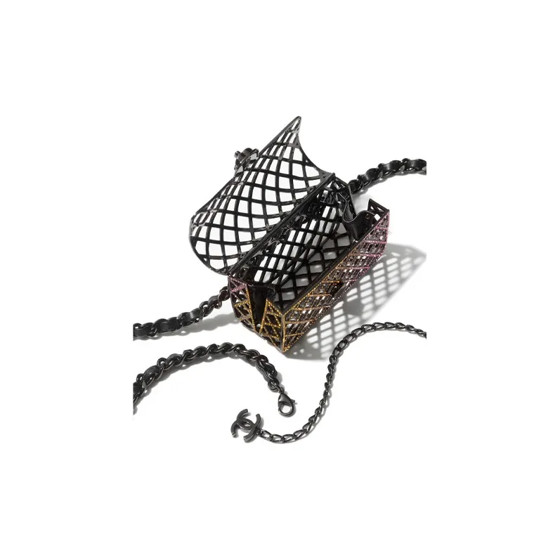 CHANEL Rhinestone Evening Bag, Crossbody Bag, Shoulder Bag Regular Women's Black & Multicolor-2