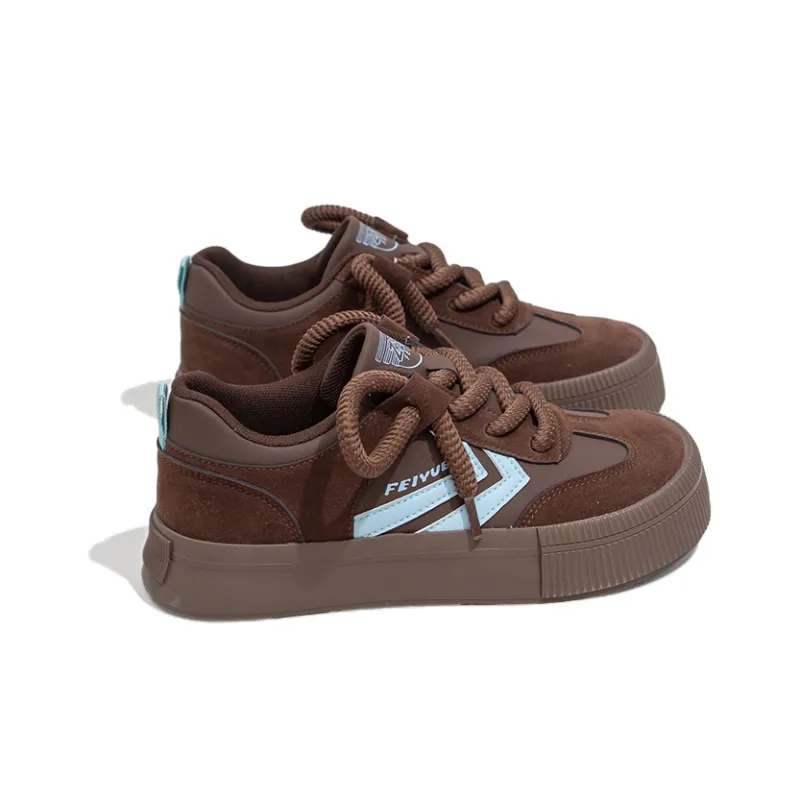 Feiyue Anti Slip Wear Resistant Low Top Skateboard Shoes Women's Brown-3