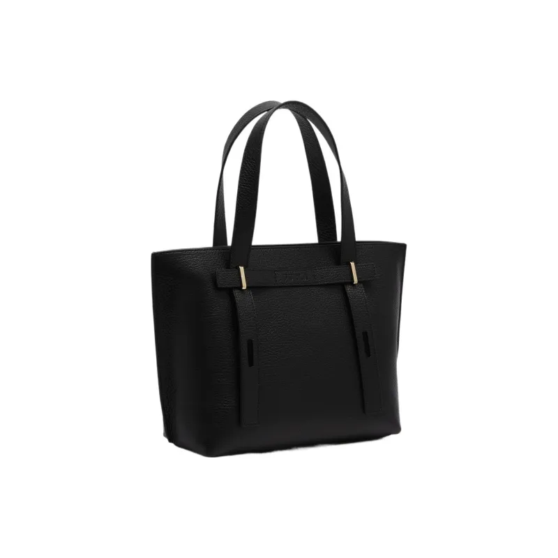 Furla Grain Calfskin Tote Bag, Shopping Bag, Handbag Trumpets Women's Black-1