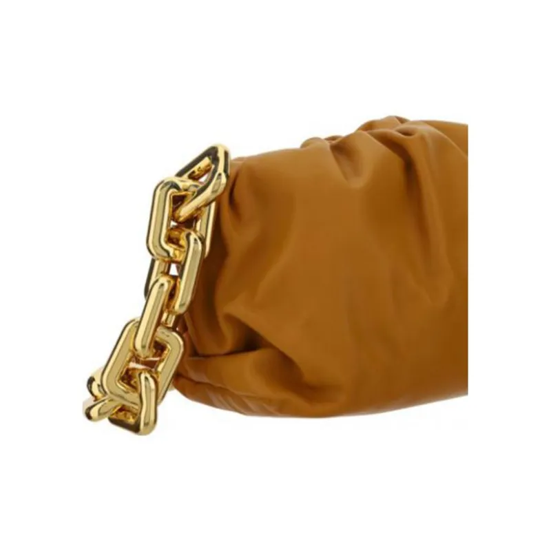 Bottega Veneta Soft Cow Leather Handheld Shoulder Bag Women's Gold Brown-5