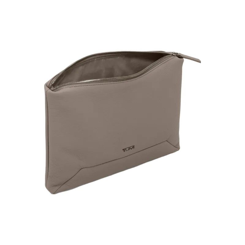 TUMI Leather Shoulder Bag Clutch Men's Taupe-2