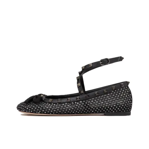 Valentino VLogo Locker Mary Jane Square Toe Ballerina Shoes Womens