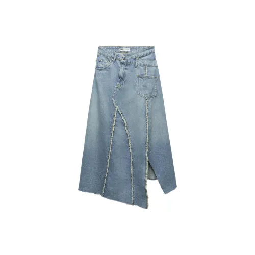 ZARA Denim Long Skirts Women's Medium Blue